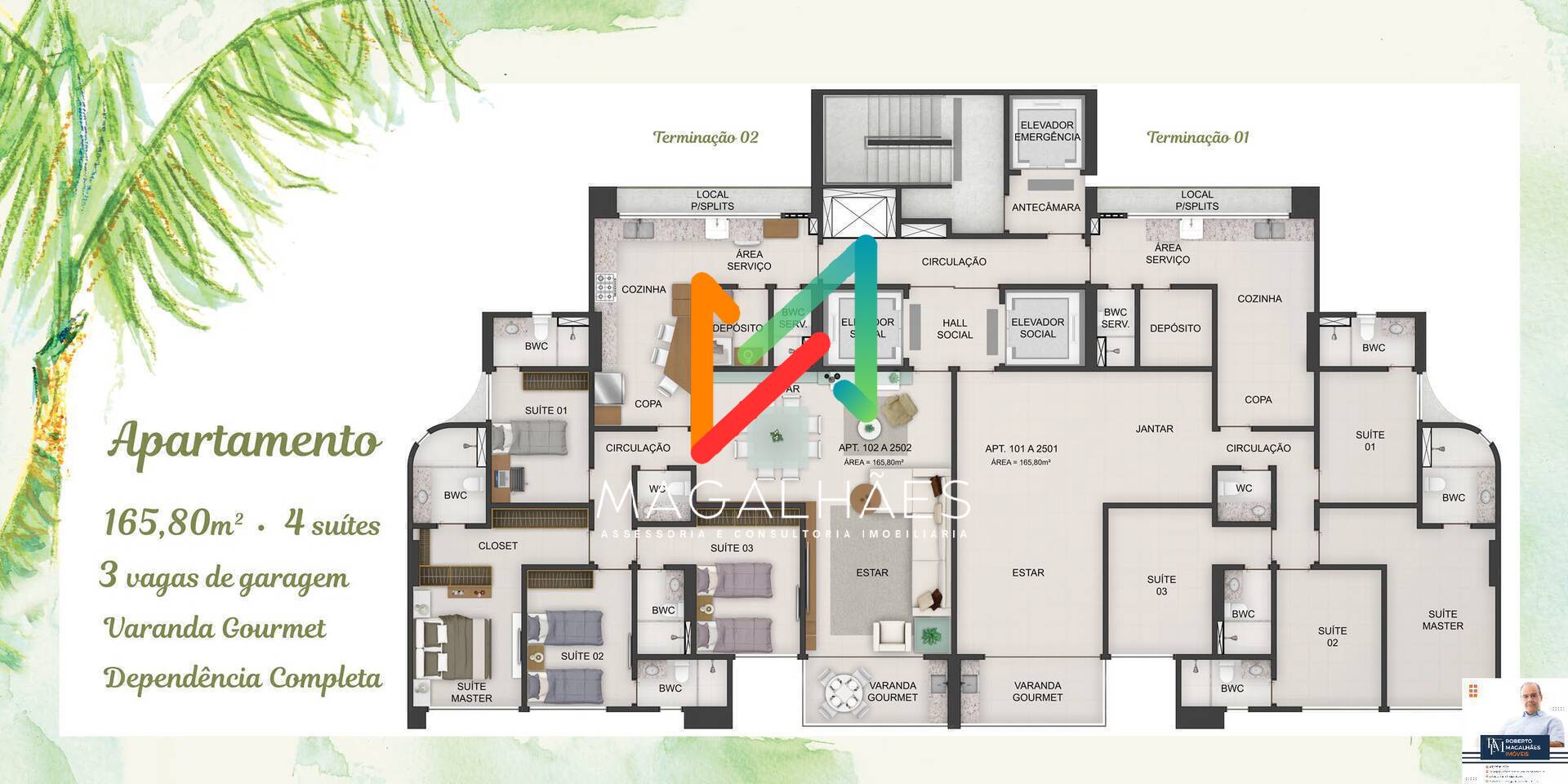 Apartamento à venda com 4 quartos, 166m² - Foto 2