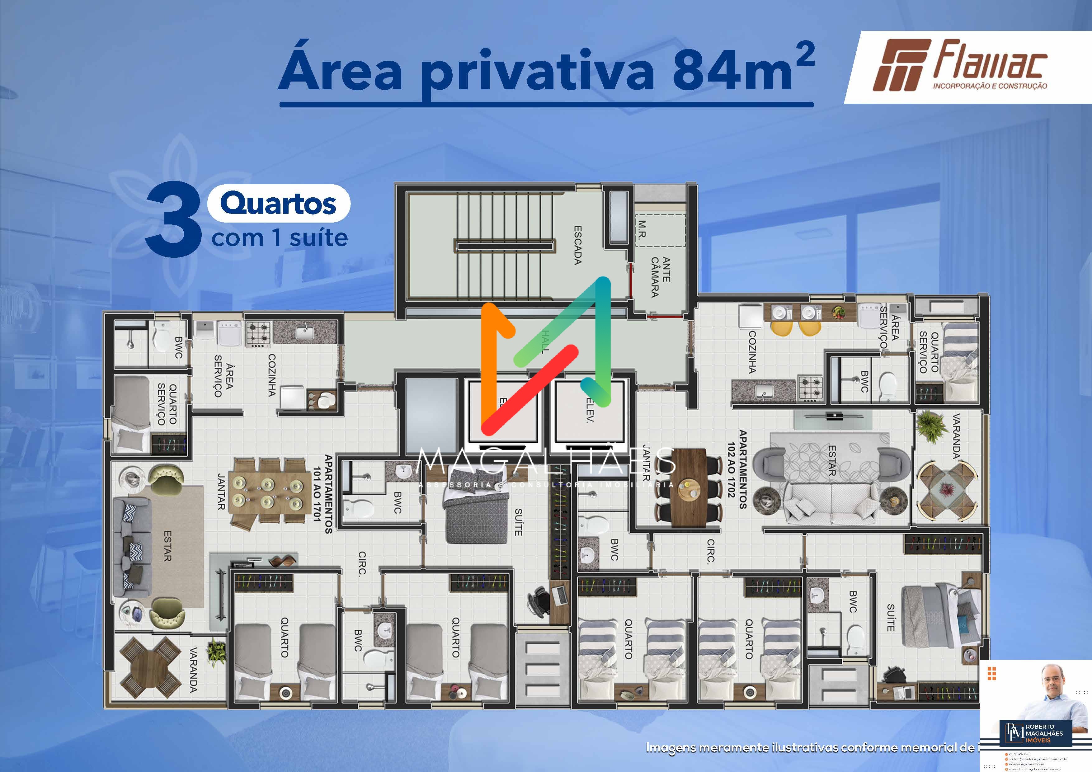 Apartamento à venda com 3 quartos, 84m² - Foto 2